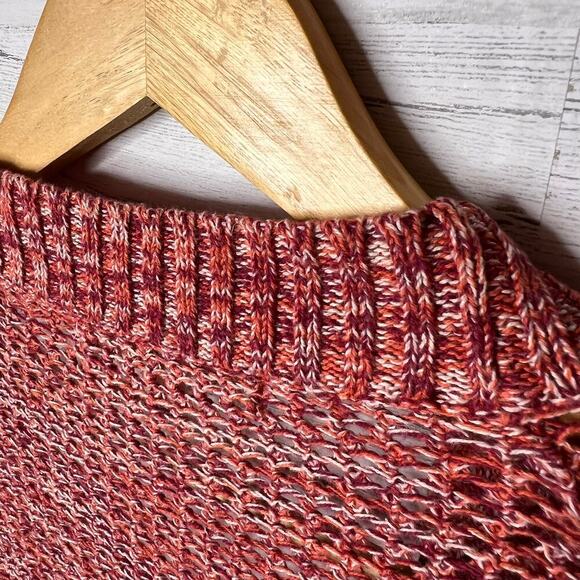 Roxy Sweater Womens Size Large Heathered Rose Pink Open Cardigan 100% Cotton - Picture 13 of 16